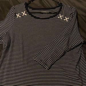 Navy & White Stripped 3 Quarter Sleeves